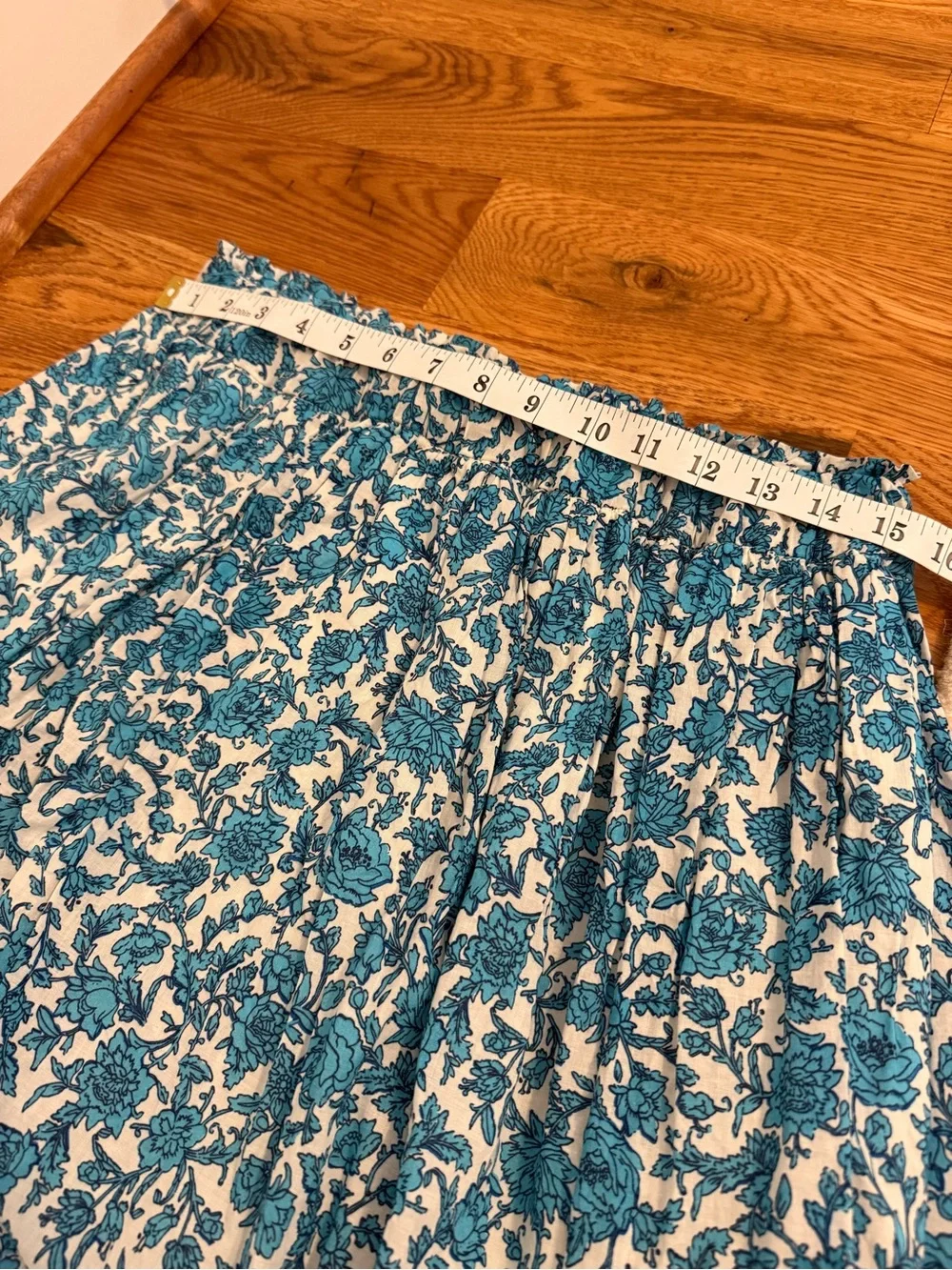 J.Crew Smocked-waist cotton voile midi skirt in blue blooms block print size S